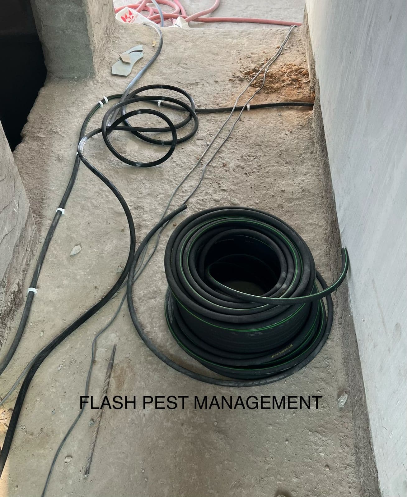 Reticulated piping system pest control network installed inside building walls in Chennai